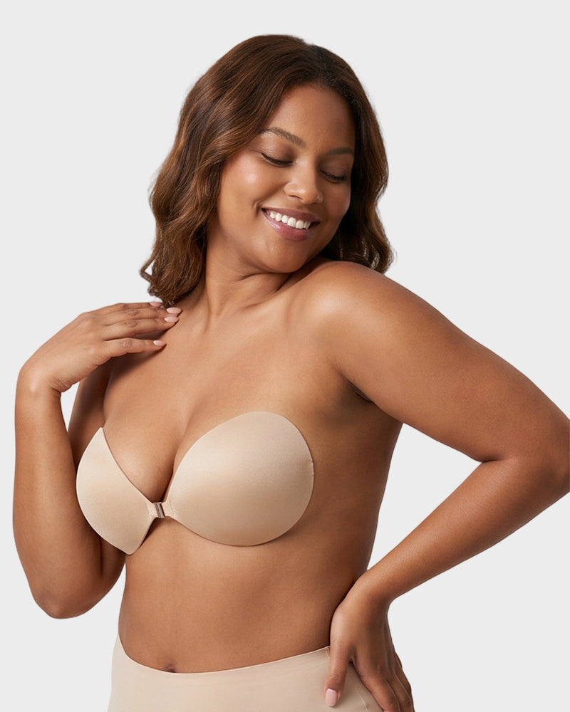 2 paires de soutien-gorge push-up adhésif invisible à fermeture frontale