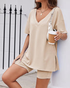 2-Piece Biker Short Lounge Set for Everyday Wear