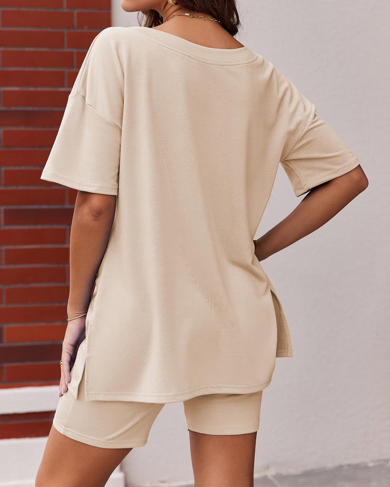 2-Piece Biker Short Lounge Set for Everyday Wear