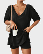 2-Piece Biker Short Lounge Set for Everyday Wear