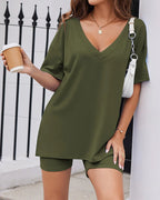 2-Piece Biker Short Lounge Set for Everyday Wear