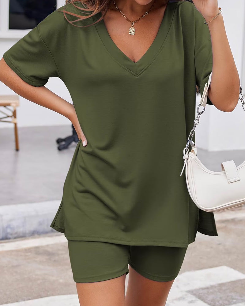 2-Piece Biker Short Lounge Set for Everyday Wear