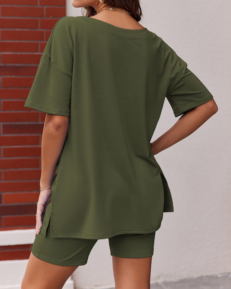 2-Piece Biker Short Lounge Set for Everyday Wear