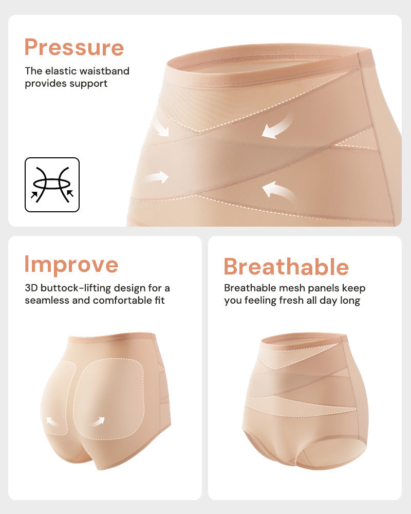 5-Pack Plus-Size High-Waist Cross Tummy Control Panties