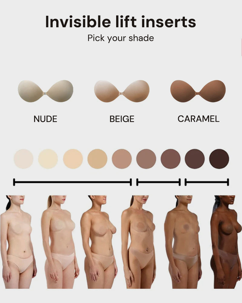 2 paires de soutien-gorge push-up adhésif invisible à fermeture frontale
