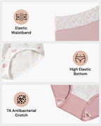 Lot de 6 culottes taille haute en coton doux imprimé cœurs