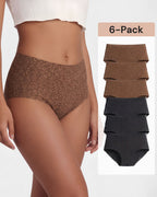Lot de 6 culottes taille haute sans coutures léopard à effet gainant
