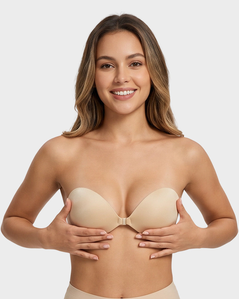 2 paires de soutien-gorge push-up adhésif invisible à fermeture frontale