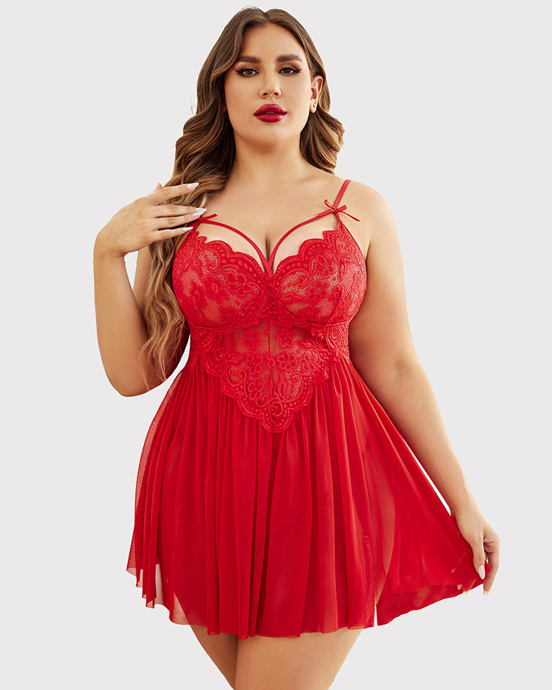 Babydoll grande taille col en V fendu sur les côtés en maille