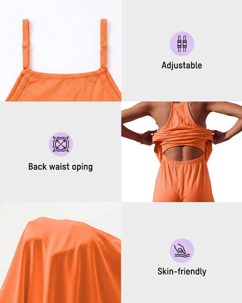 Verstellbares Träger Active Minikleid mit integrierten Shorts & Taschen