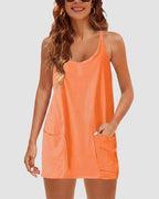 Verstellbares Träger Active Minikleid mit integrierten Shorts & Taschen