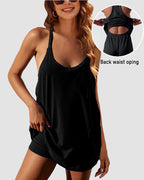 Verstellbares Träger Active Minikleid mit integrierten Shorts & Taschen