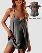 Verstellbares Träger Active Minikleid mit integrierten Shorts & Taschen