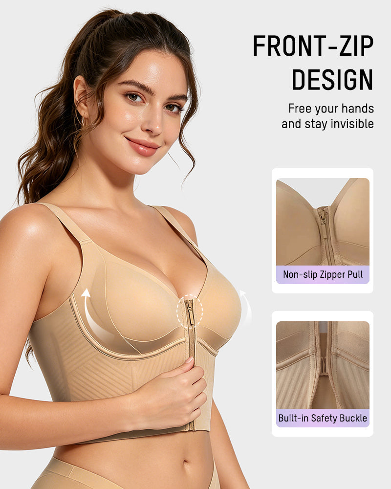 Soutien-gorge long sculptant zippé sur le devant Anti-Gravity™