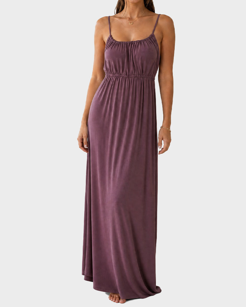 Rückenfreies Maxi-Cami-Kleid mit Tunnelzug