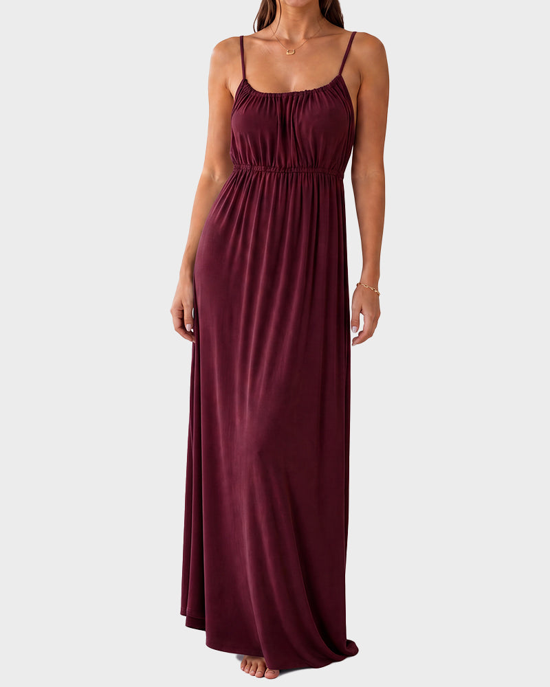 Rückenfreies Maxi-Cami-Kleid mit Tunnelzug