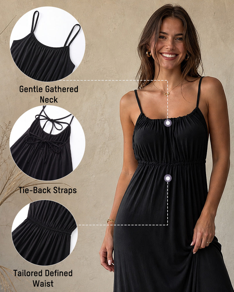Rückenfreies Maxi-Cami-Kleid mit Tunnelzug