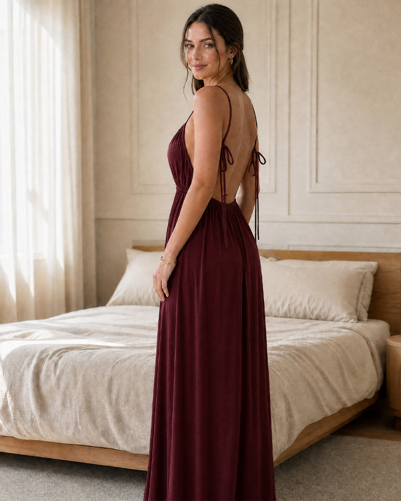 Rückenfreies Maxi-Cami-Kleid mit Tunnelzug