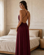 Rückenfreies Maxi-Cami-Kleid mit Tunnelzug