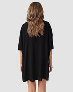 Casual Oversized 2-Piece Lounge Set with Crewneck & Split Hem