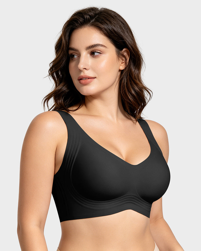 Soutien-gorge lissant sans armatures, sans fil, à couvrance complète