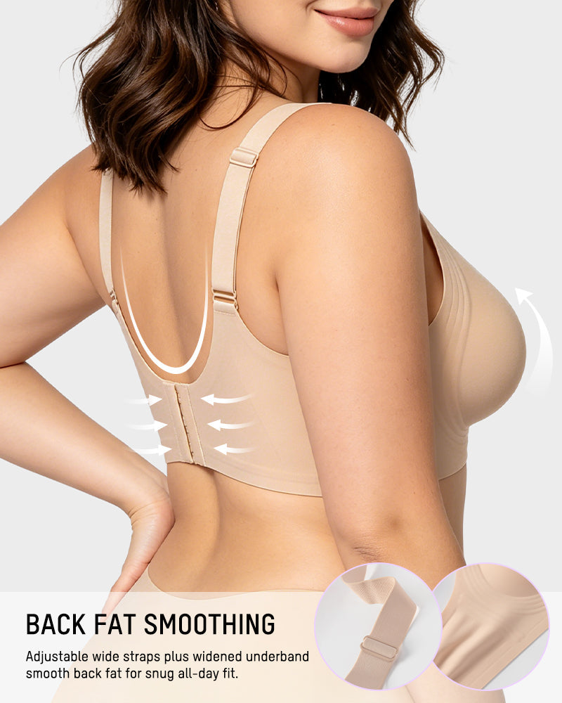 Soutien-gorge lissant sans armatures, sans fil, à couvrance complète