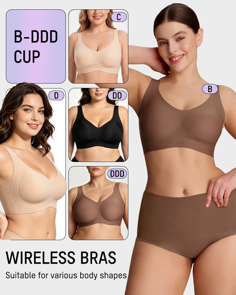 Soutien-gorge lissant sans armatures, sans fil, à couvrance complète