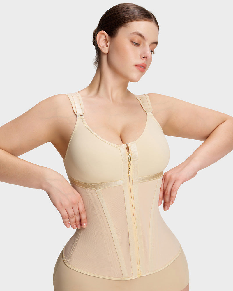 Gaine serre-taille double épaisseur avec soutien-gorge pour contrôle du ventre