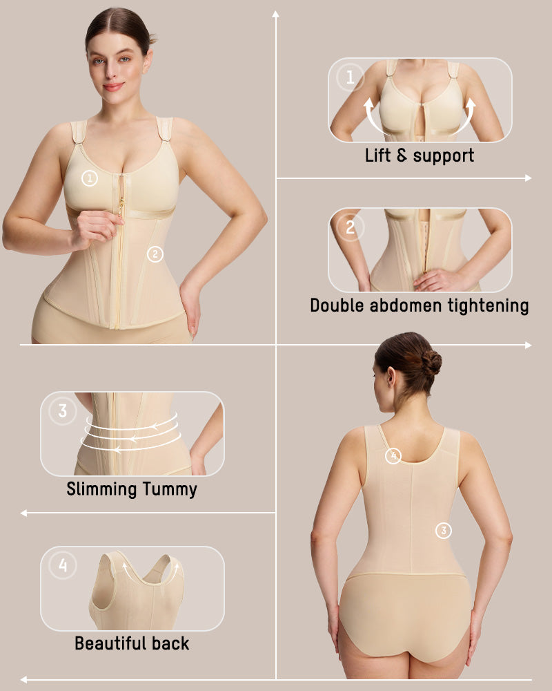 Gaine serre-taille double épaisseur avec soutien-gorge pour contrôle du ventre