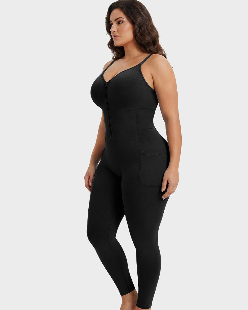 Gaine Sculptante Intégrale Easyslide™ avec Décolleté Plongeant Zippé sur le Devant