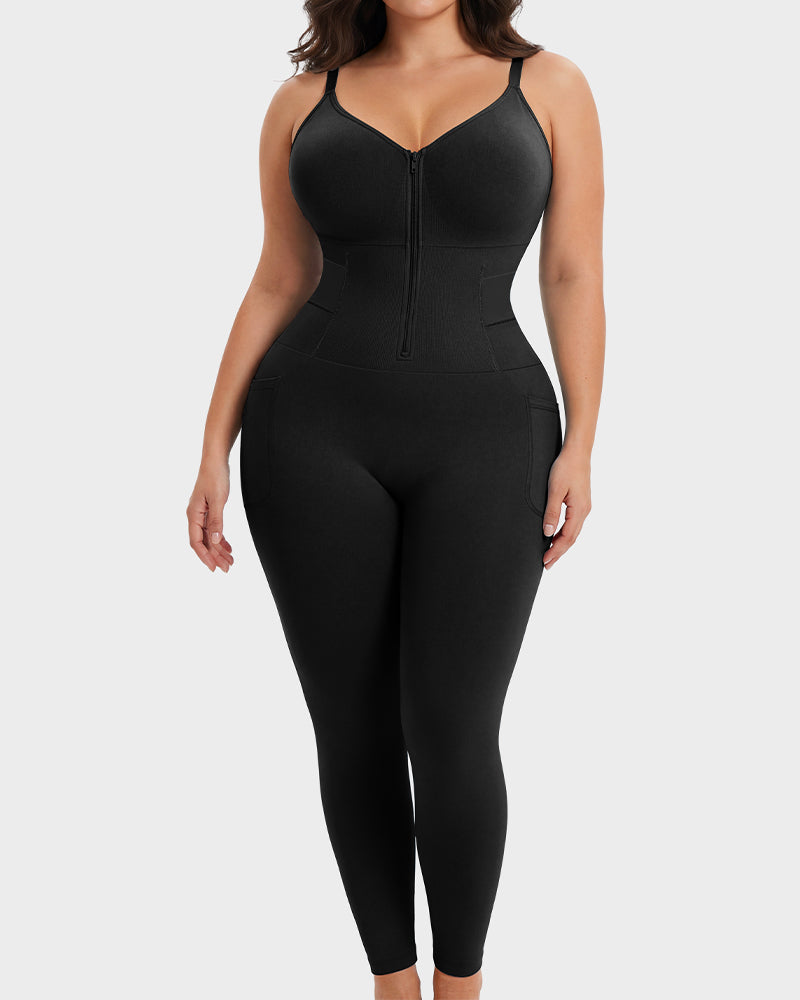 Gaine Sculptante Intégrale Easyslide™ avec Décolleté Plongeant Zippé sur le Devant