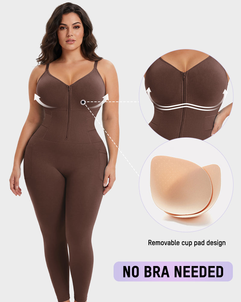 Gaine Sculptante Intégrale Easyslide™ avec Décolleté Plongeant Zippé sur le Devant