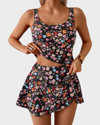 Geblümtes Tankini-Set mit Bauchkontrolle