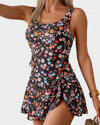 Geblümtes Tankini-Set mit Bauchkontrolle