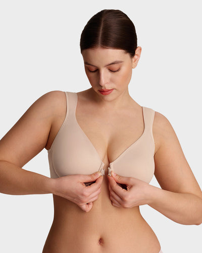 Soutien-gorge plongeant avec armatures, sans doublure, fermeture avant et maintien dorsal