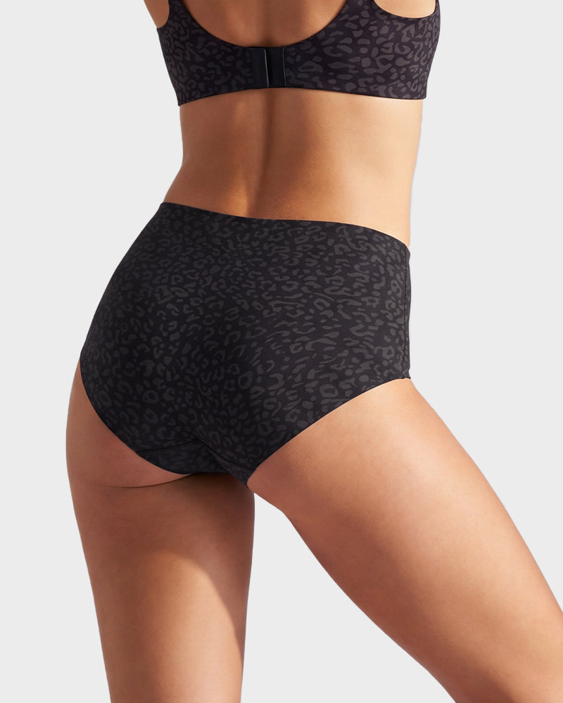 Lot de 6 culottes taille haute sans coutures léopard à effet gainant