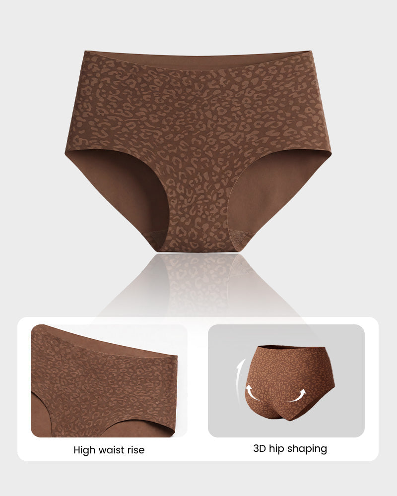 Lot de 6 culottes taille haute sans coutures léopard à effet gainant