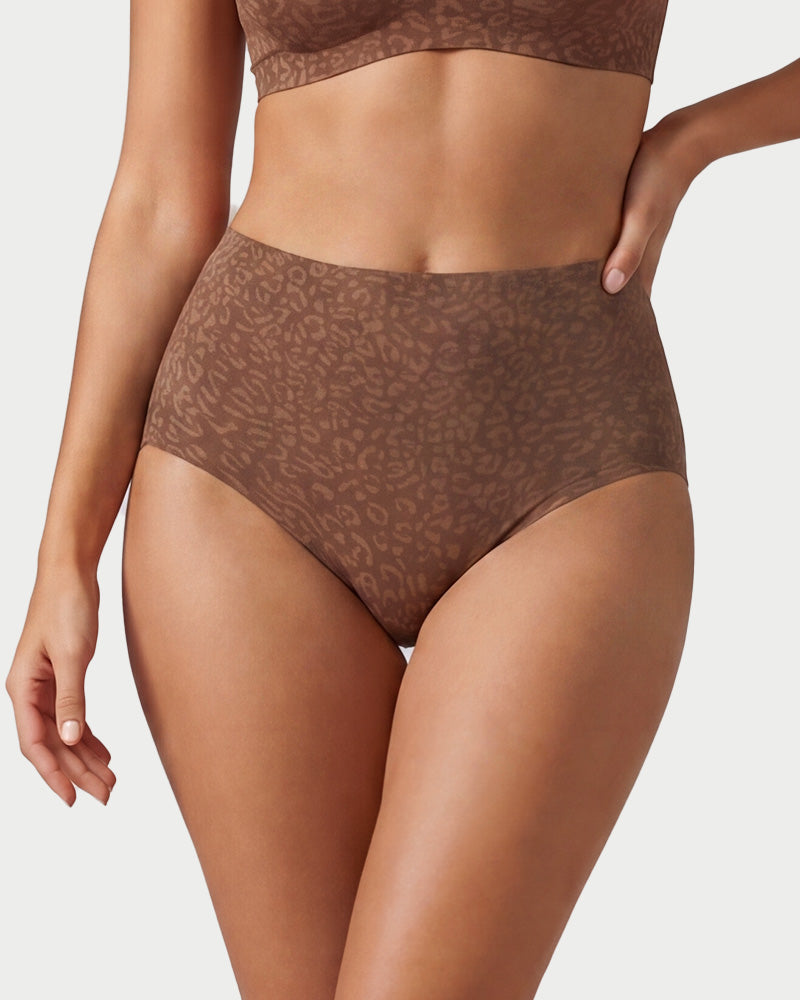 Lot de 6 culottes taille haute sans coutures léopard à effet gainant