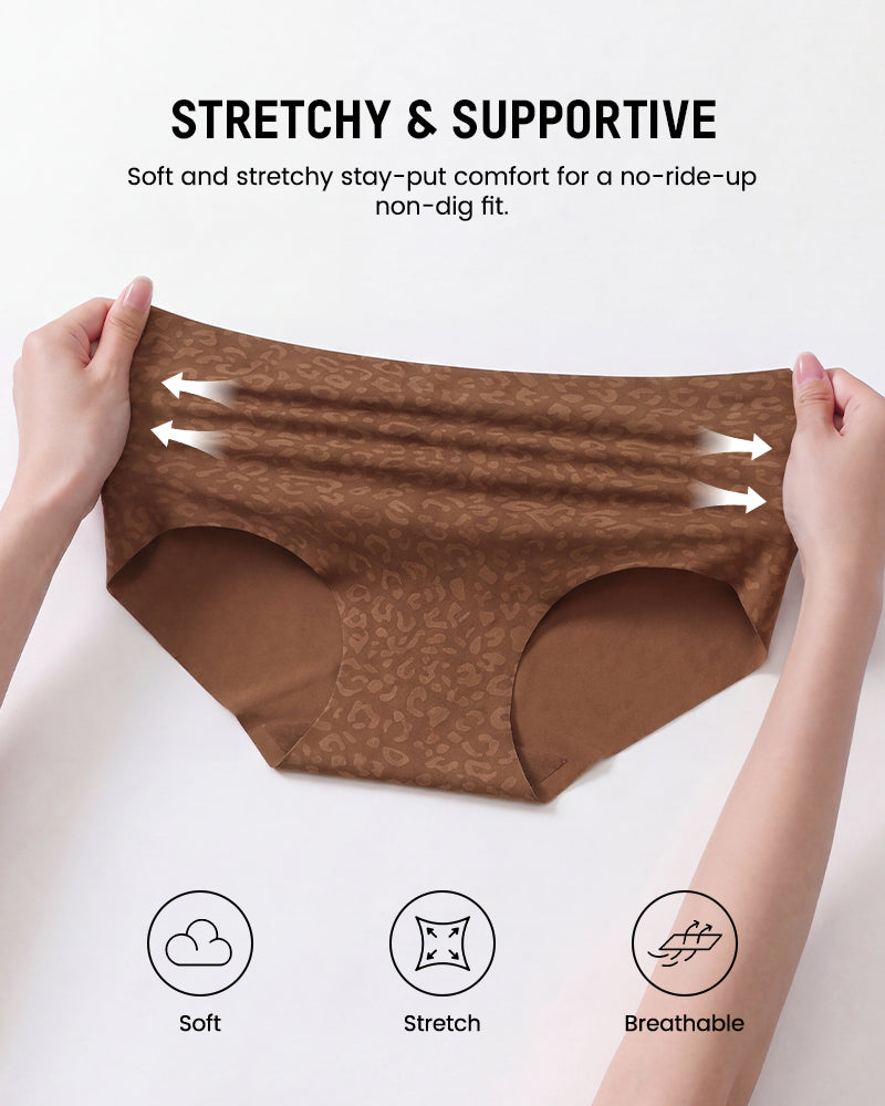 Lot de 6 culottes taille haute sans coutures léopard à effet gainant