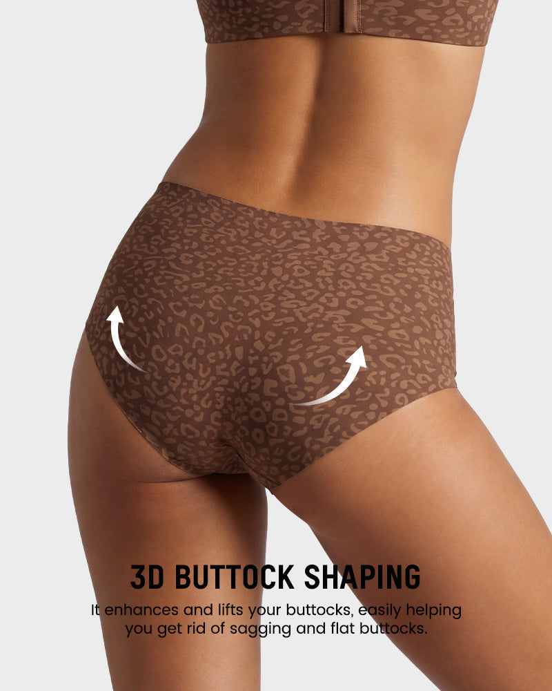 Lot de 6 culottes taille haute sans coutures léopard à effet gainant