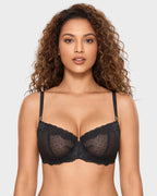 Lace Underwire Unlined Sheer Demi Balconette Bra