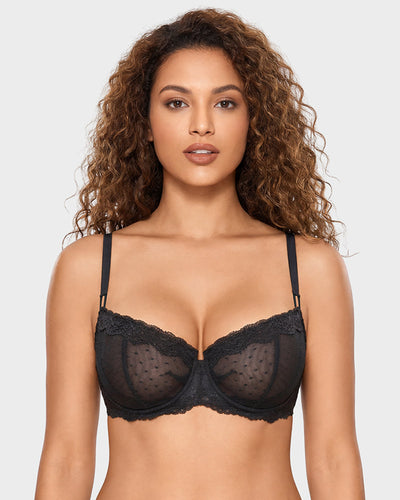Soutien-gorge balconnet emboîtant non doublé en dentelle avec armatures