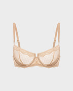 Lace Underwire Unlined Sheer Demi Balconette Bra