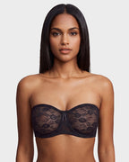 Soutien-gorge pigeonnant sans bretelles en dentelle antidérapant