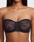 Soutien-gorge pigeonnant sans bretelles en dentelle antidérapant