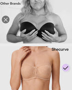 Soutien-gorge pigeonnant sans bretelles en dentelle antidérapant