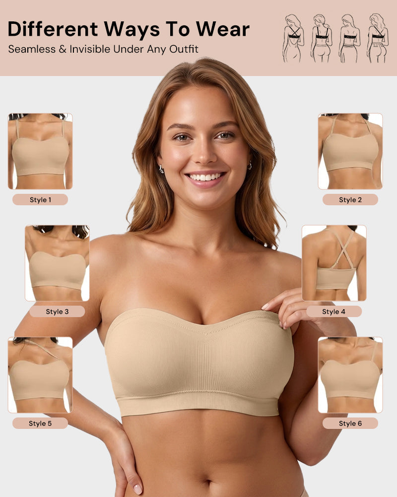 Soutien-gorge bandeau sans coutures, sans armatures et antidérapant