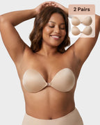 2 paires de soutien-gorge push-up adhésif invisible à fermeture frontale