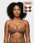 2 paires de soutien-gorge push-up adhésif invisible à fermeture frontale