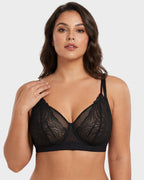 Soutien-gorge à armatures grande taille en dentelle et résille, couverture intégrale